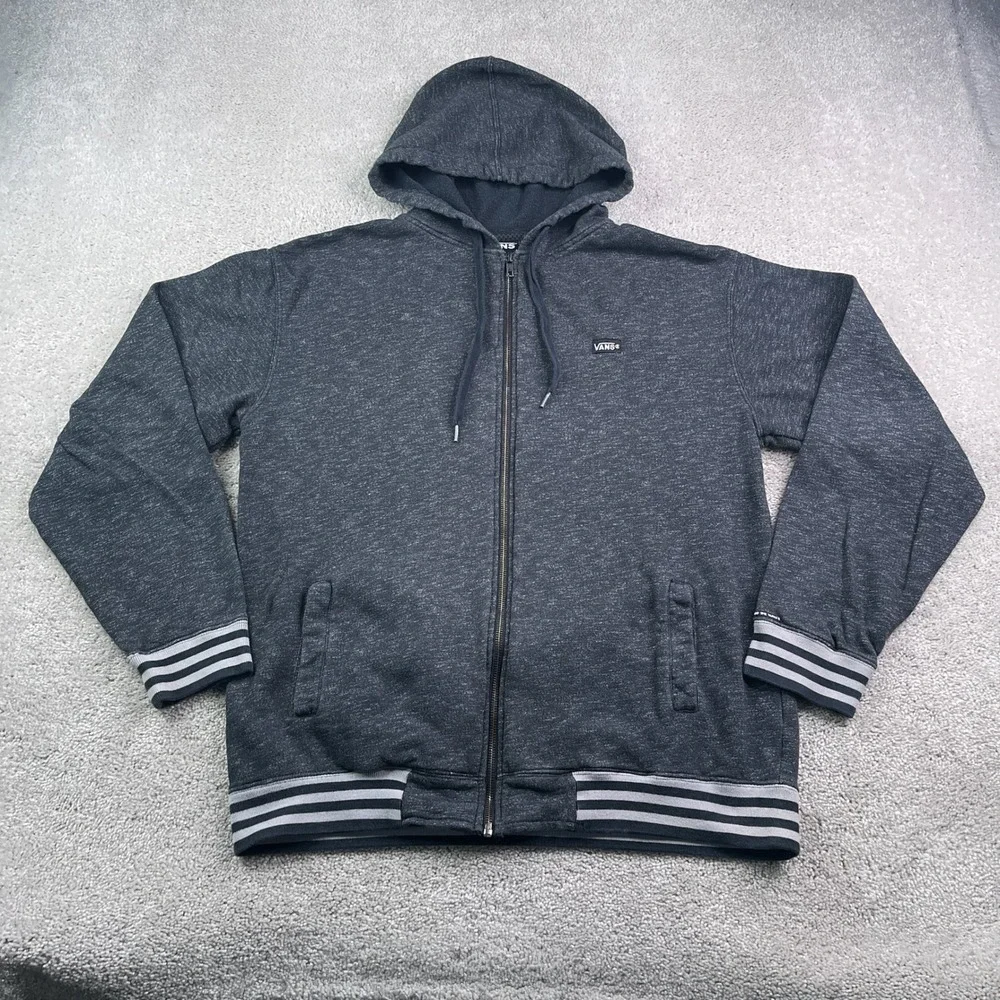 Vans Hoodie Mens Large Gray Full Zip Fleece Skateboarding Streetwear Skater